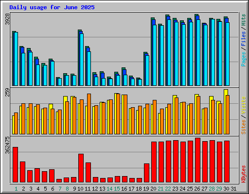 Daily usage for June 2025